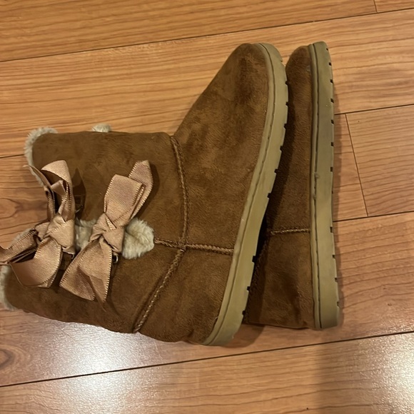 Rampage girls suede boots with fur and ribbons - Picture 4 of 7